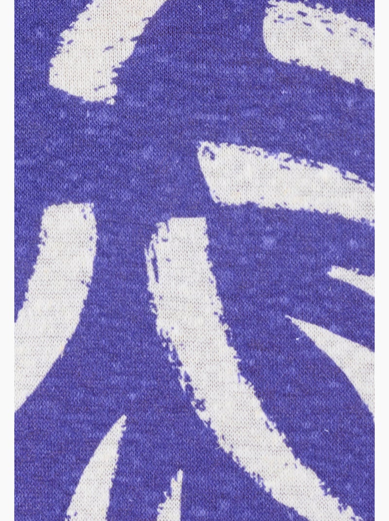 T-shirt mélange lin, détail jours échelle - Damart Bleu - Kiabi