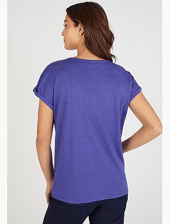 T-shirt mélange lin, détails tressés - Damart