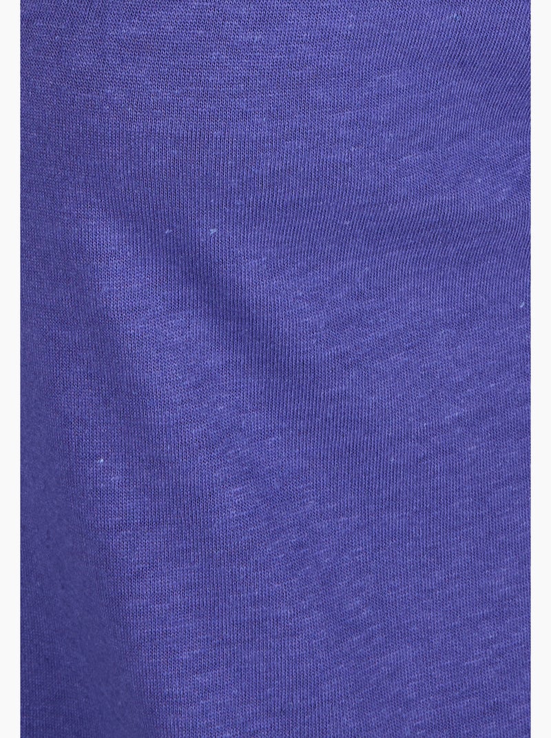 T-shirt mélange lin, détails tressés - Damart Bleu - Kiabi