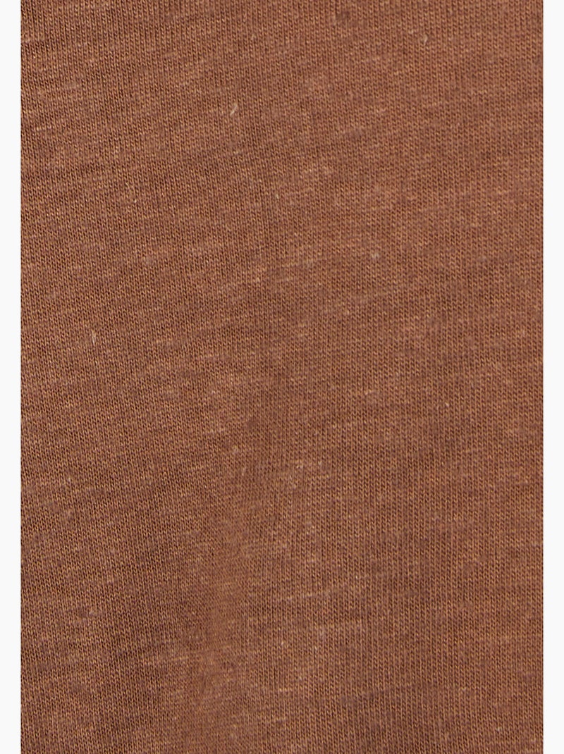 T-shirt mélange lin, détails tressés - Damart Marron - Kiabi
