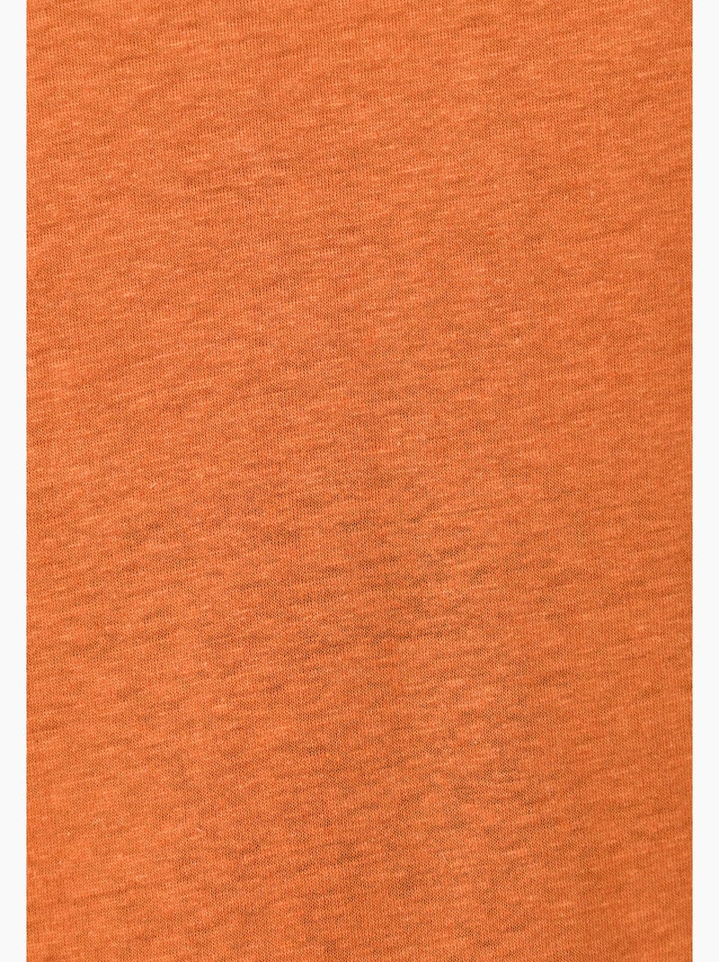 T-shirt mélange lin, détails tressés - Damart Orange - Kiabi