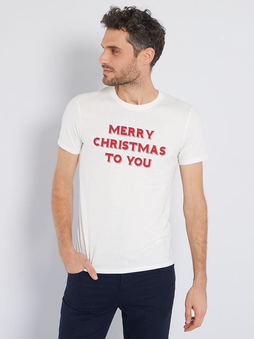 T-shirt message Noël écru - Kiabi