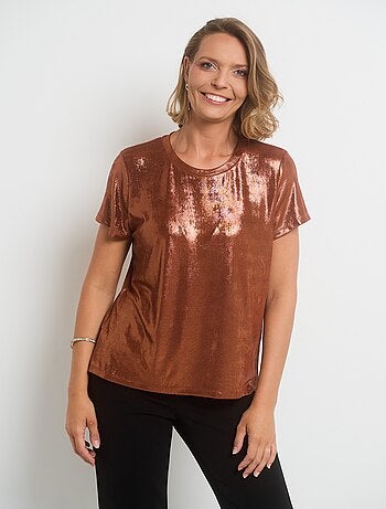 T-shirt métallisé à manches courtes