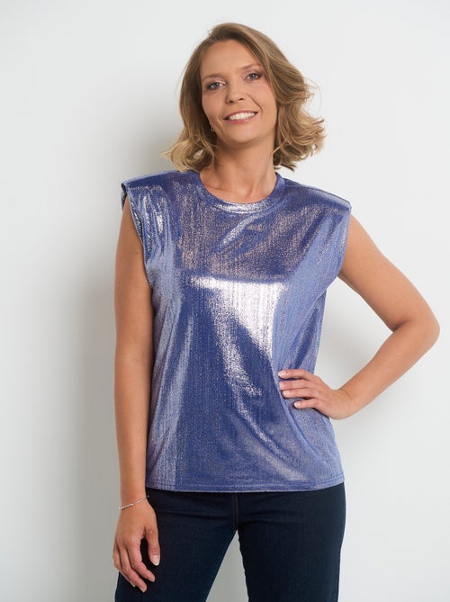 T-shirt métallisé sans manches col rond - Kiabi
