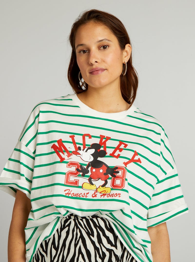 T-shirt 'Mickey' de 'Disney' en coton Vert/blanc - Kiabi