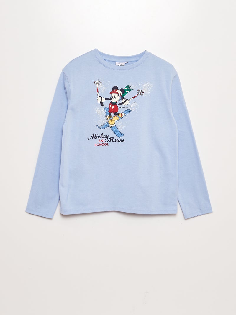 T-shirt 'Mickey' 'Disney'  manches longues Bleu - Kiabi