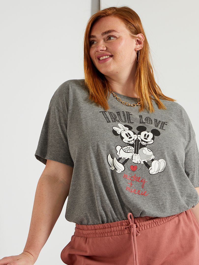 T-shirt 'Mickey' et 'Minnie' gris mickey - Kiabi