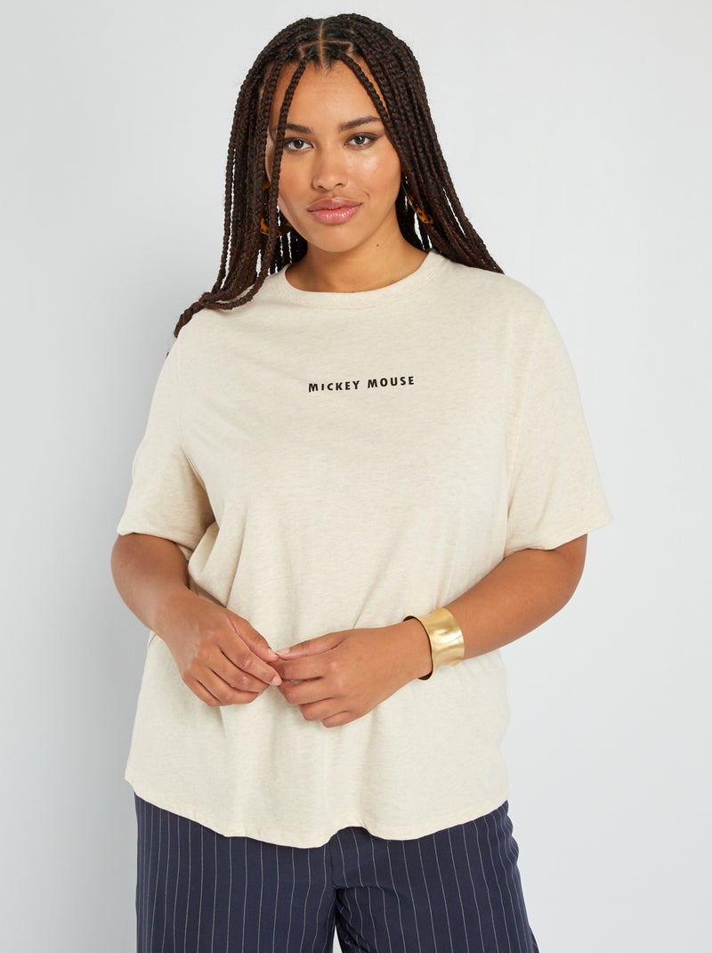 T-shirt 'Mickey Mousse' à manches courtes Beige - Kiabi