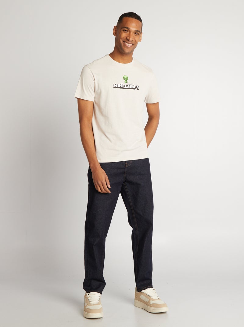 T-shirt 'Minecraft' à col rond Beige - Kiabi