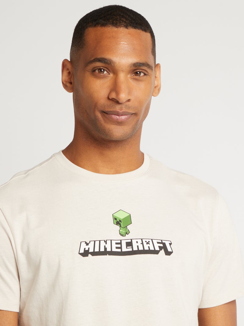 T-shirt 'Minecraft' à col rond Beige - Kiabi