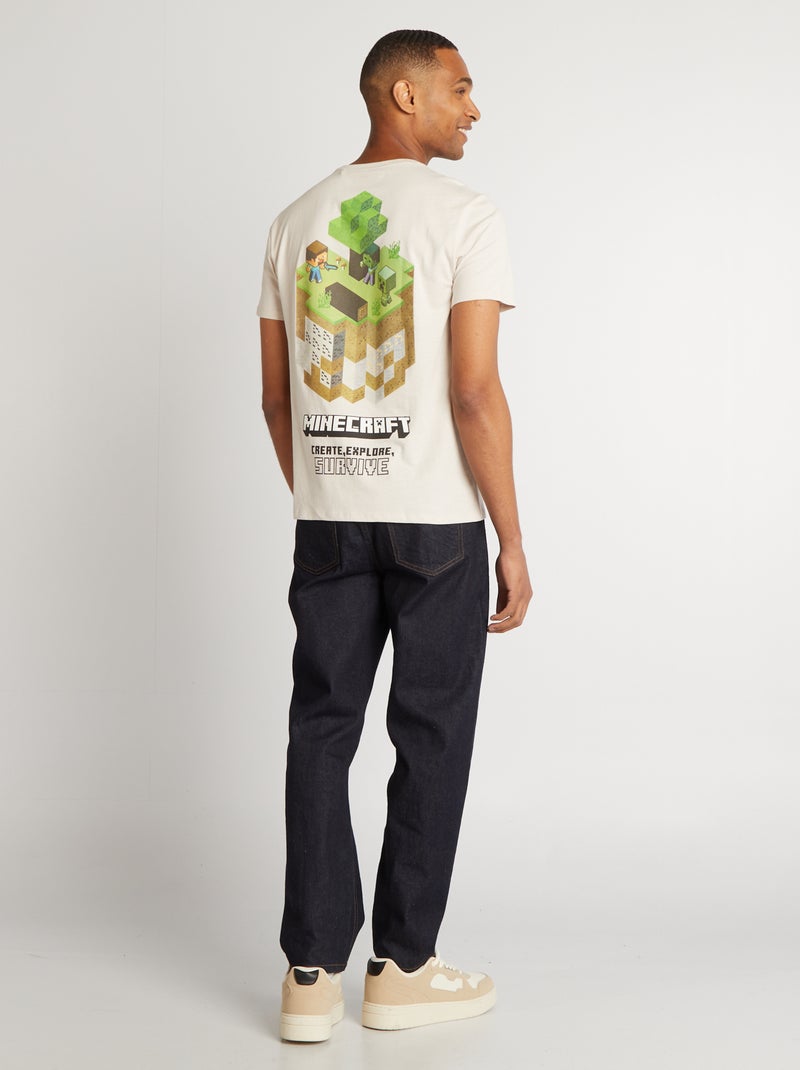 T-shirt 'Minecraft' à col rond Beige - Kiabi