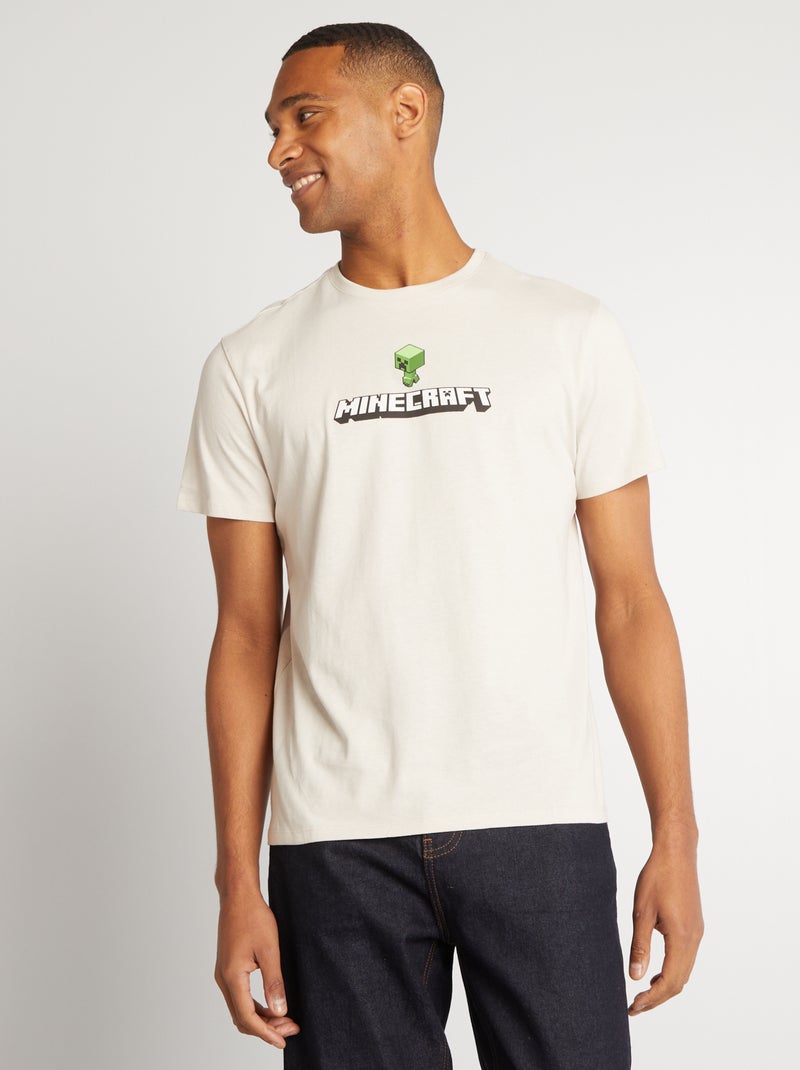 T-shirt 'Minecraft' à col rond Beige - Kiabi