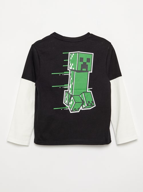 T-shirt 'Minecraft' avec imprimés et manches contrastées - Kiabi