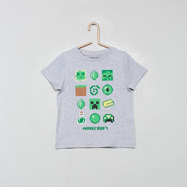 T-shirt 'Minecraft' Garçon - gris chiné - Kiabi - 10,00€