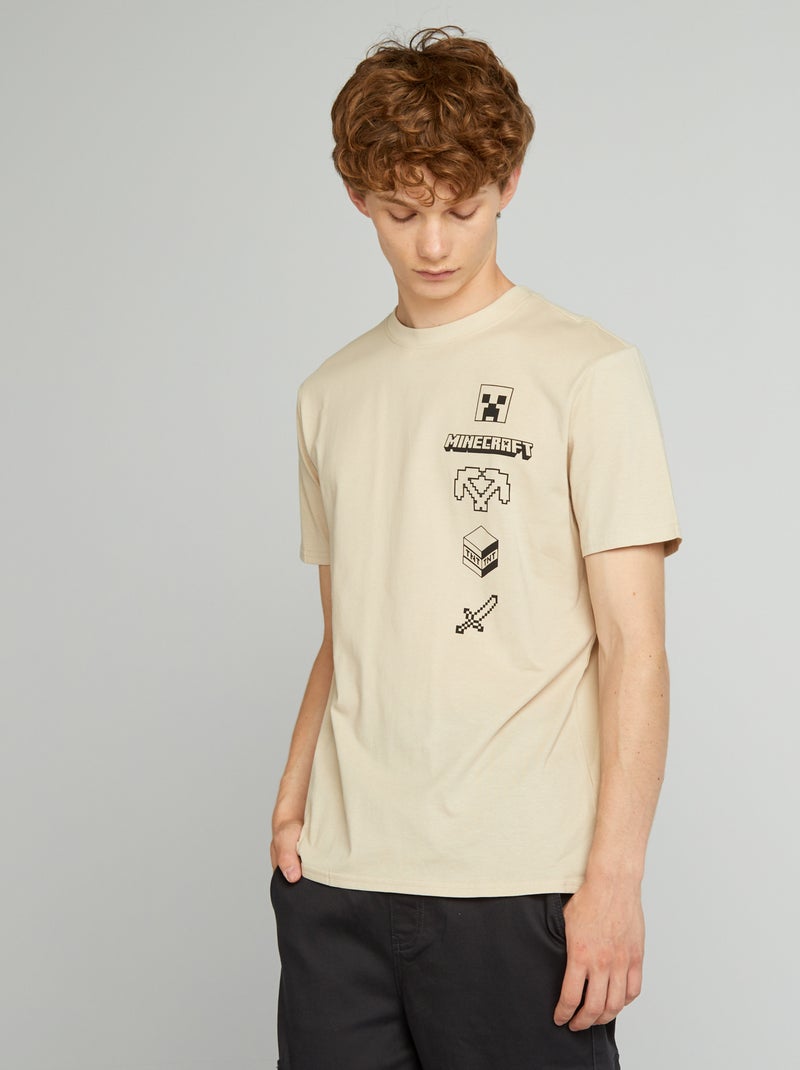 T-shirt 'Minecraft' manches courtes Gris - Kiabi