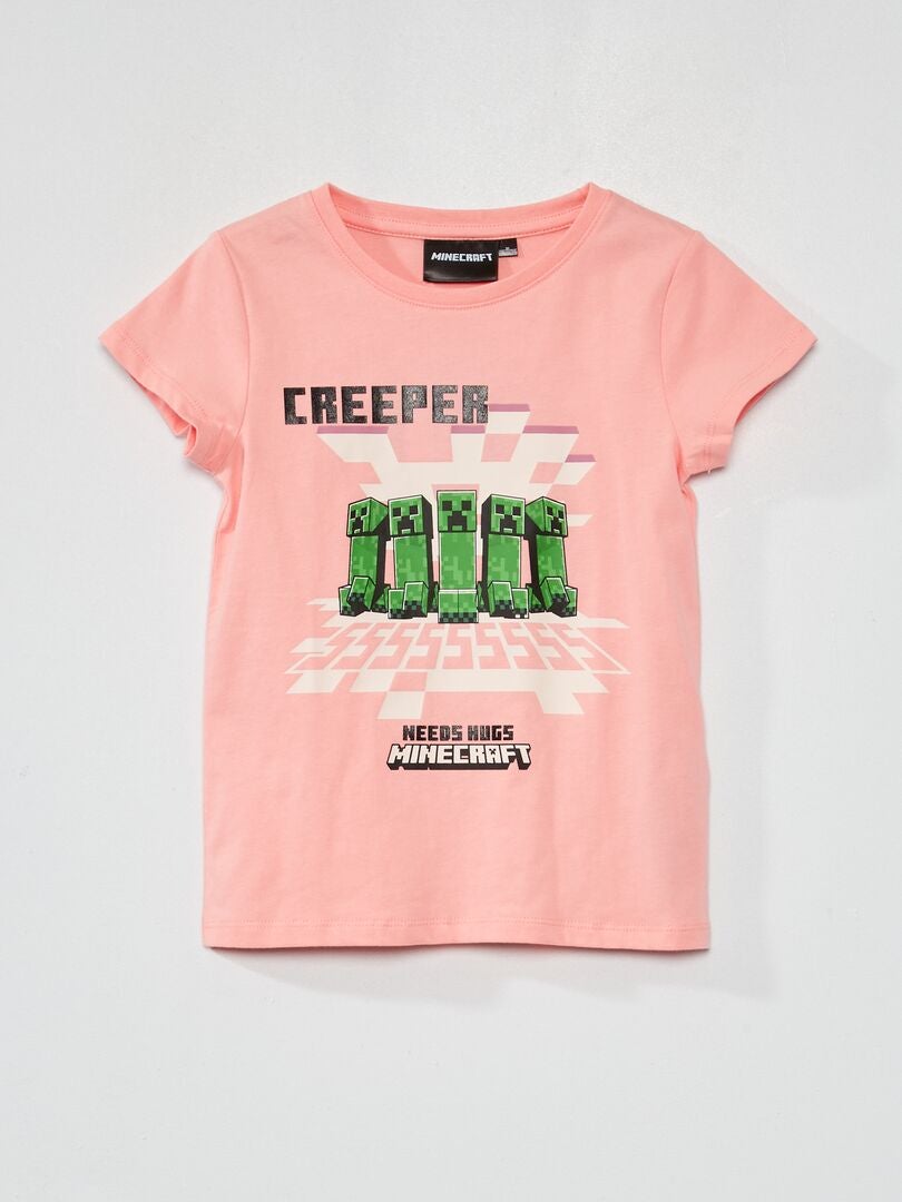 T-shirt 'Minecraft' manches courtes Rose - Kiabi