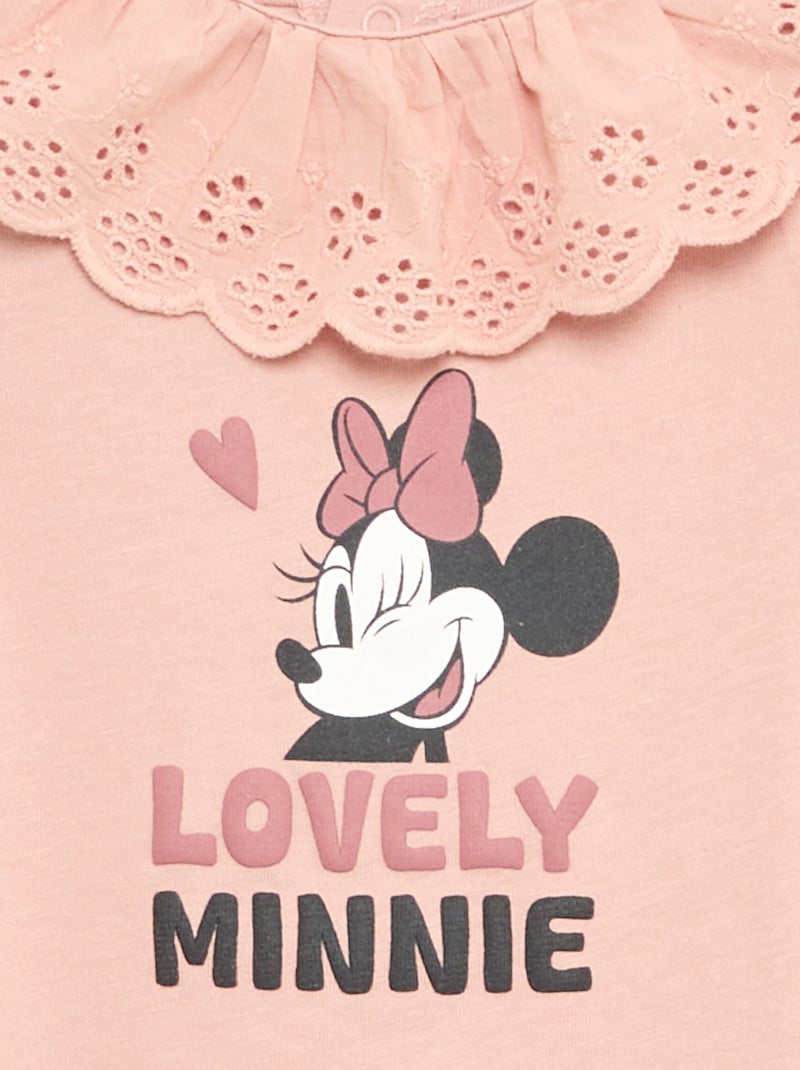 T-shirt 'Minnie' de 'Disney' à manches courtes avec collerette Rose - Kiabi