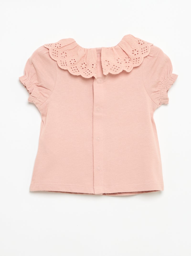 T-shirt 'Minnie' de 'Disney' à manches courtes avec collerette Rose - Kiabi