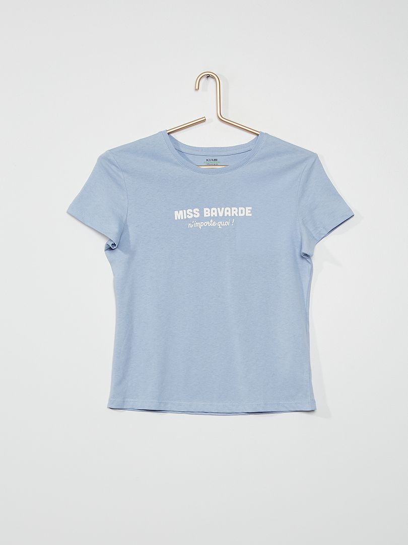 T-shirt 'Miss bavarde' bleu bavarde - Kiabi
