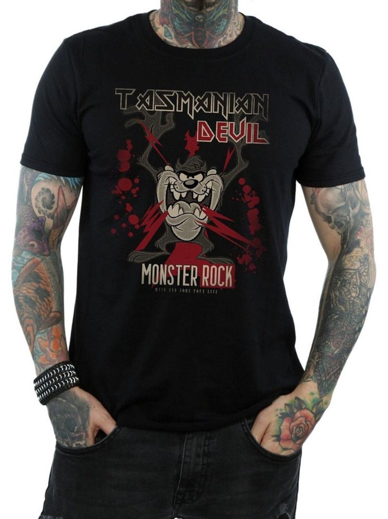 T-shirt monster rock - looney tunes (diable de tasmanie) Noir - Kiabi
