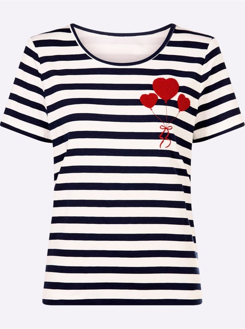 T-shirt Motif à Rayures Mode - Taille Standard - helline - Kiabi