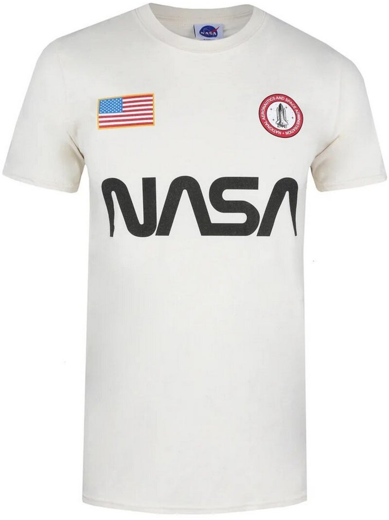 T-shirt motif badge - nasa Blanc Beige - Kiabi