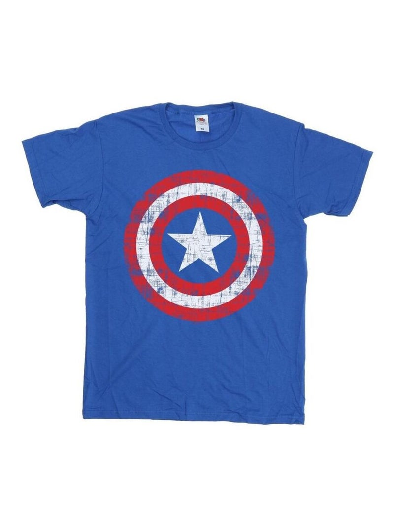 T-shirt motif capitaine amérique motif/style bouclier rayé vengeurs - marvel Bleu roi - Kiabi