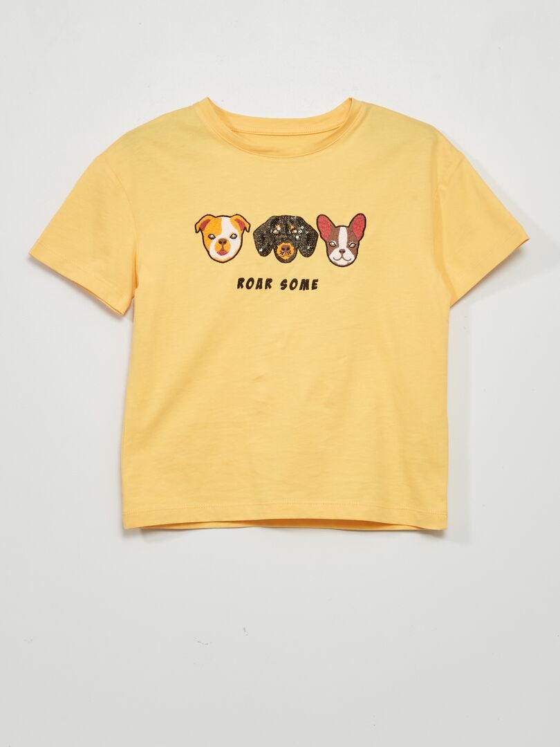 T-shirt motif 'chien' all-over Jaune - Kiabi