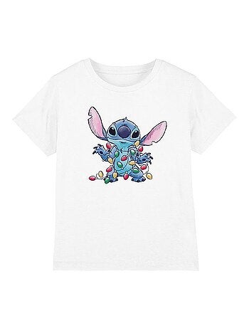T-shirt motif croquis et lumières de noël - lilo et stitch