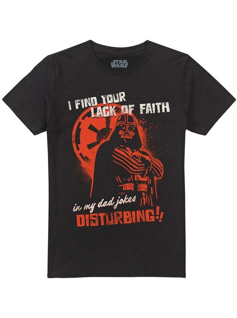 T-shirt motif dark vador dad jokes disturbing - la guerre des étoiles (dark vador) Noir - Kiabi