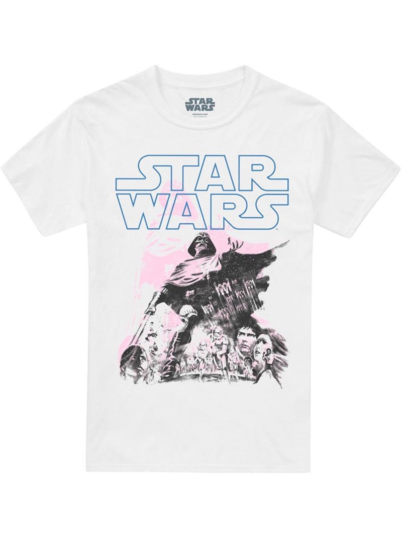 T-shirt motif dark vador motif/style poster rétro - la guerre des étoiles (dark vador) Blanc - Kiabi