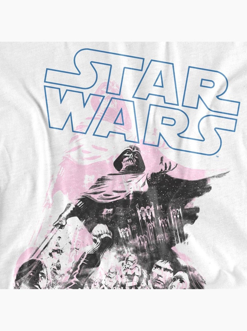 T-shirt motif dark vador motif/style poster rétro - la guerre des étoiles (dark vador) Blanc - Kiabi