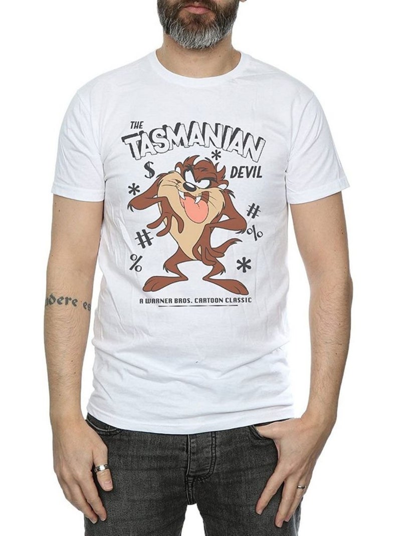 T-shirt motif diable de tasmanie style rétro - looney tunes (diable de tasmanie) Blanc - Kiabi