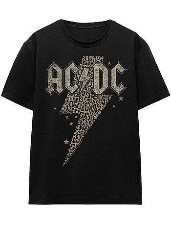 T-shirt motif éclair à imprimé léopard - ac/dc