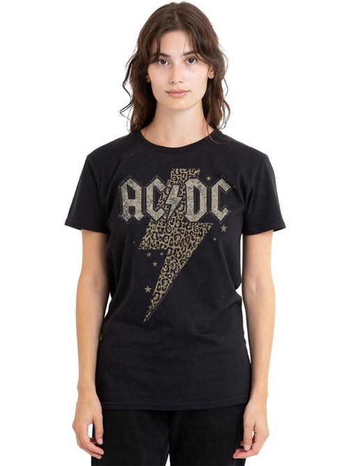 T-shirt motif éclair à imprimé léopard - ac/dc - Kiabi