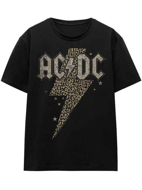 T-shirt motif éclair à imprimé léopard - ac/dc - Kiabi