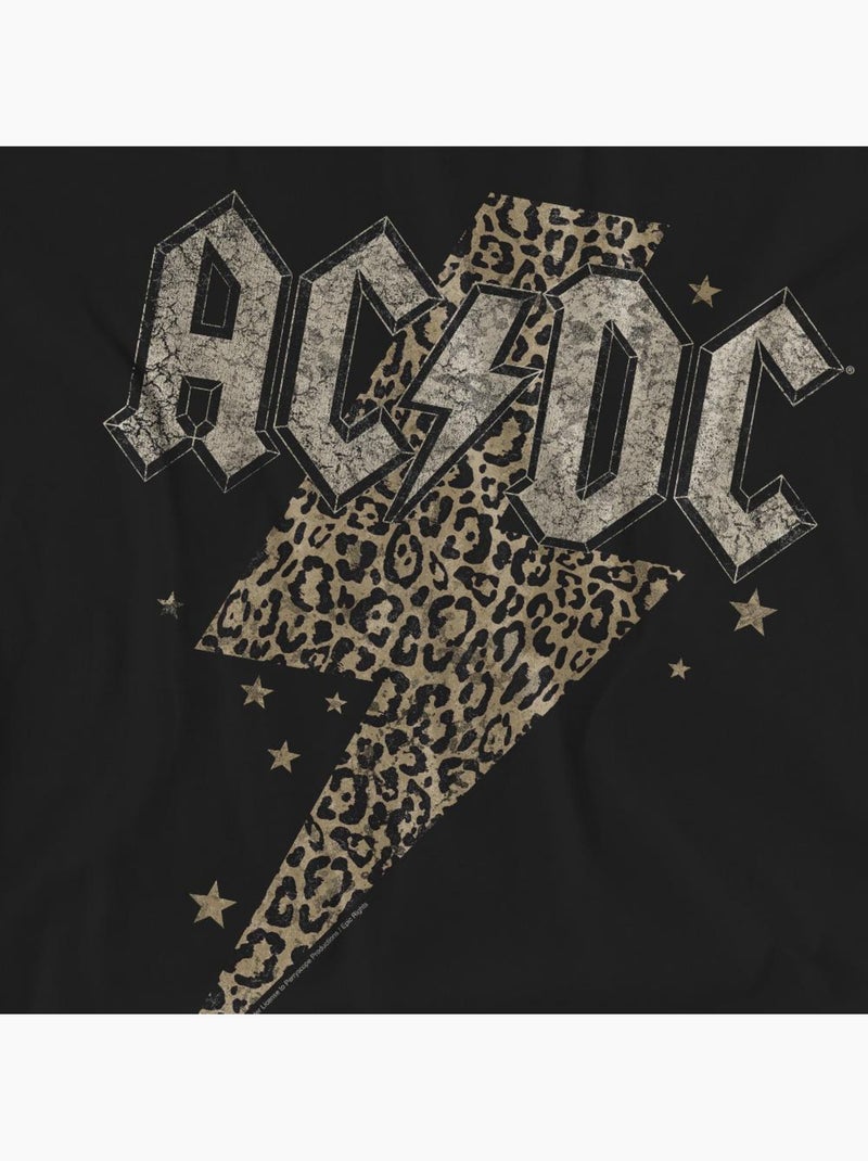 T-shirt motif éclair à imprimé léopard - ac/dc Noir - Kiabi
