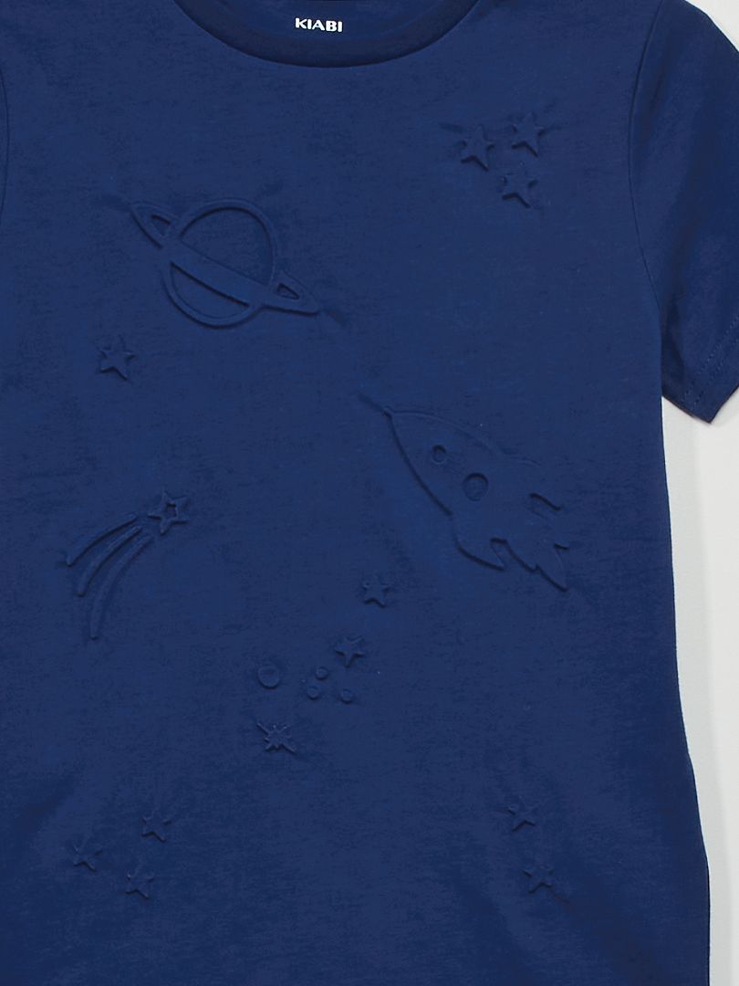 tee-shirt garcon ado a motif en relief bleu tee-shirts