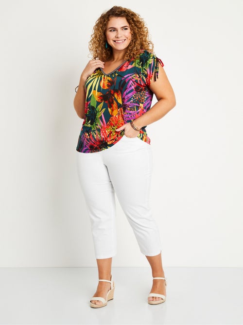 T-shirt motif exotique nouettes épaules - Kiabi