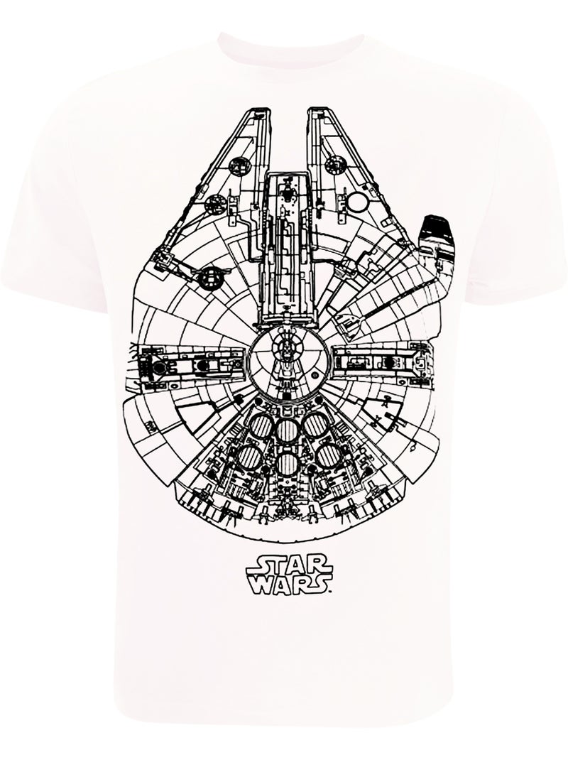 T-shirt motif faucon millennium - la guerre des étoiles Blanc - Kiabi