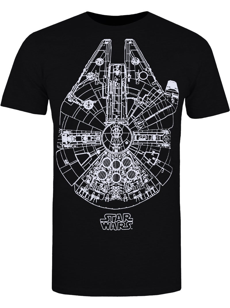 T-shirt motif faucon millennium - la guerre des étoiles Noir - Kiabi