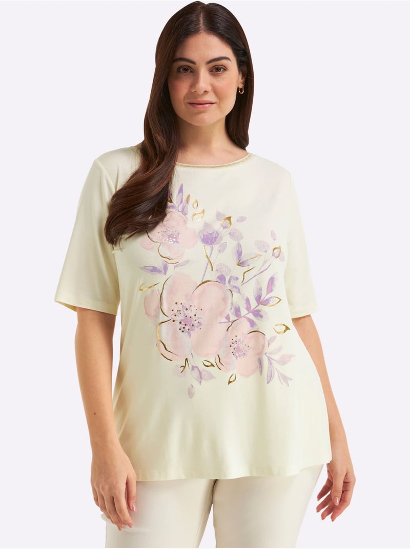 T-shirt Motif Féminin - Taille Standard - Sheego Ivoire - Kiabi