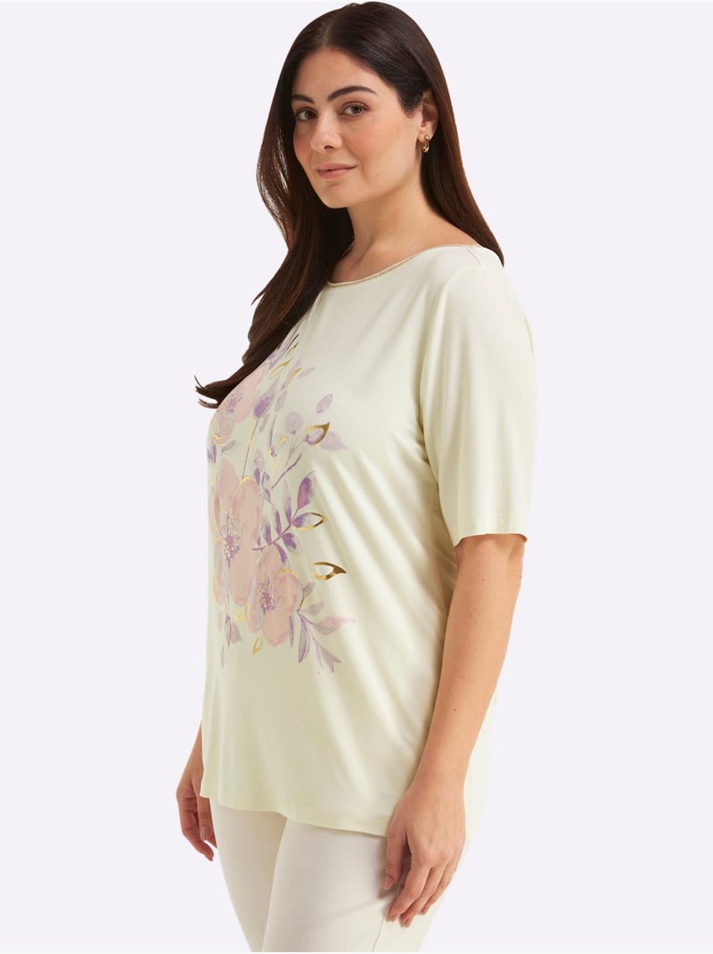 T-shirt Motif Féminin - Taille Standard - Sheego Ivoire - Kiabi