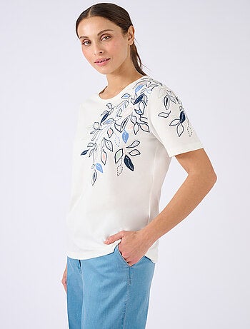 T-shirt motif feuilles placé - Damart