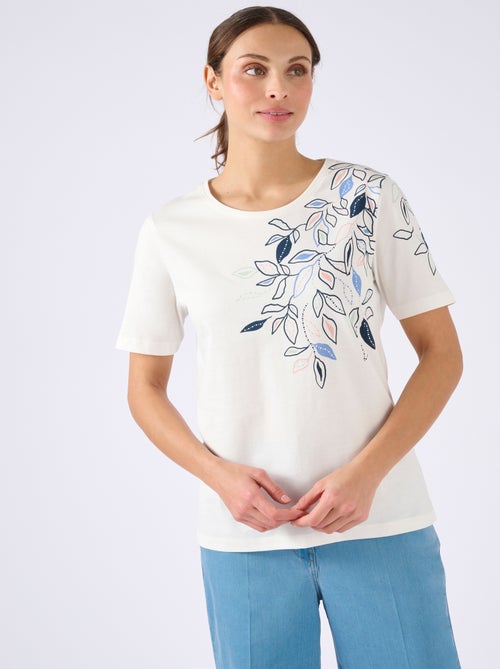 T-shirt motif feuilles placé - Damart - Kiabi