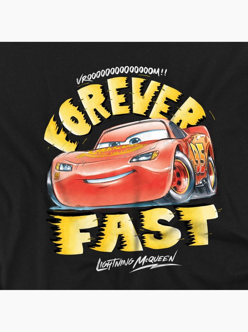 T-shirt motif flash mcqueen forever fast - voitures (flash mcqueen) Noir - Kiabi