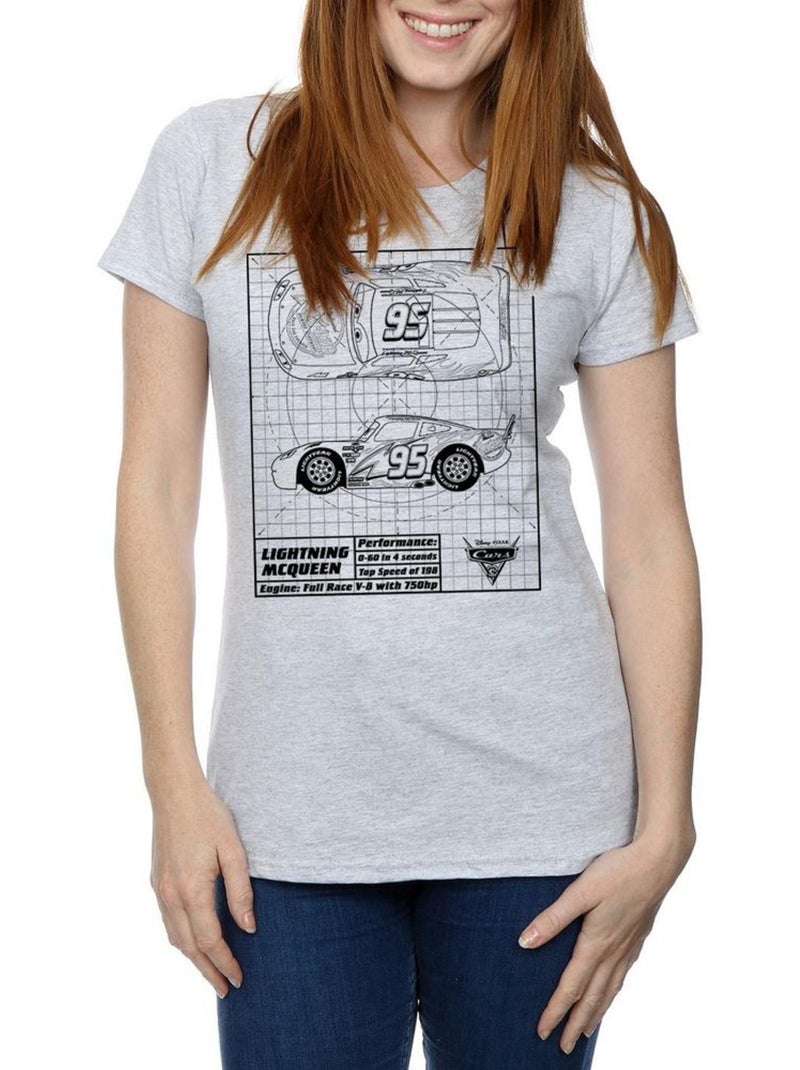 T-shirt motif flash mcqueen motif/style plan voitures - disney Gris chiné - Kiabi