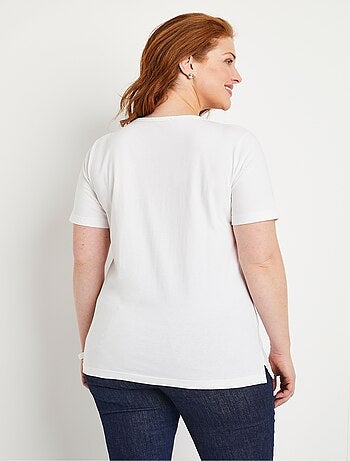 T-shirt motif fleurs encolure ronde