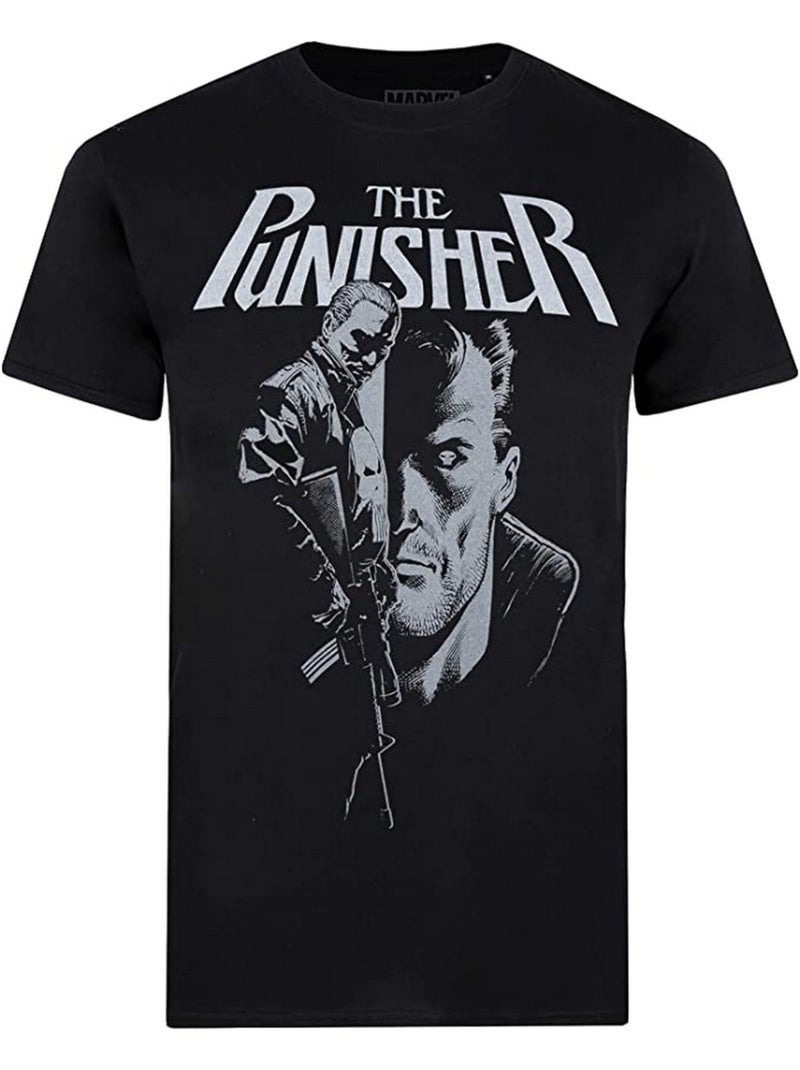 T-shirt motif fusil - le punisseur (punisher) Noir Blanc - Kiabi