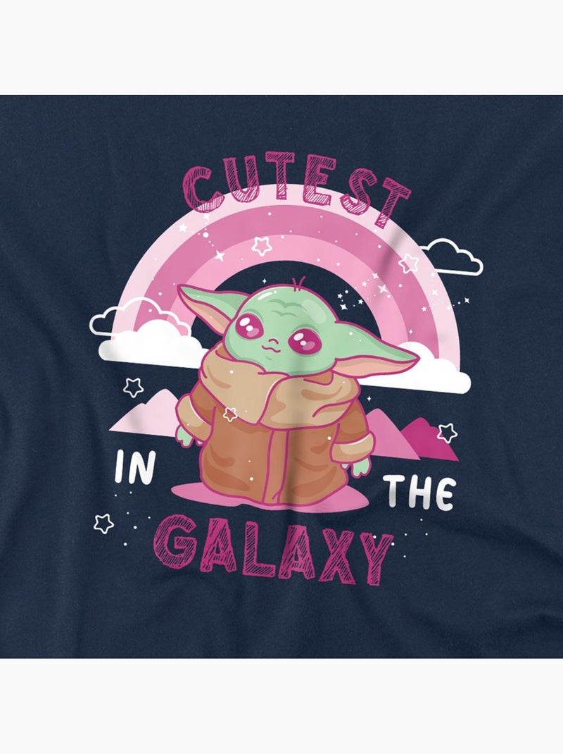 T-shirt motif grogu cutest in the galaxy - la guerre des étoiles (grogu) Bleu marine - Kiabi
